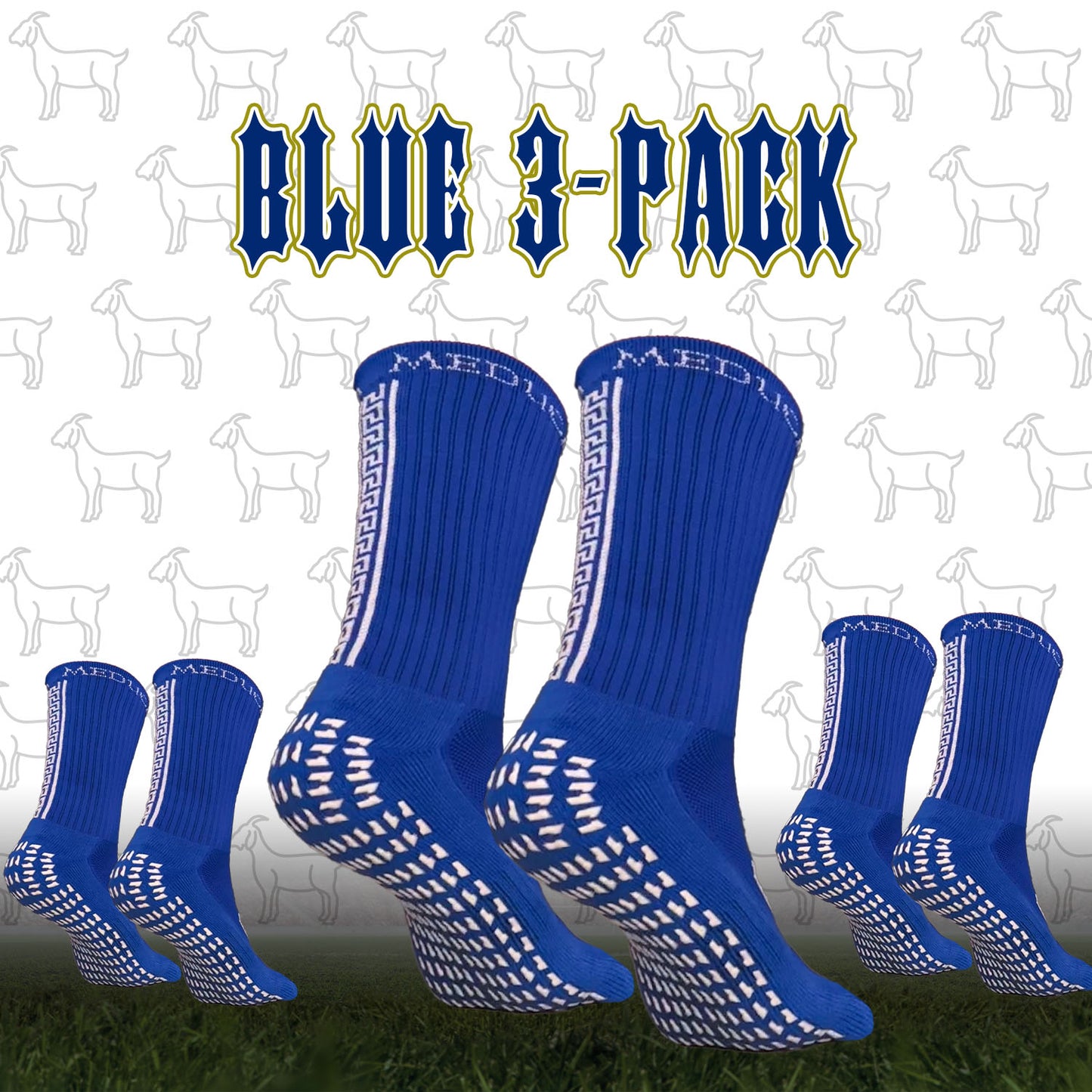 MEDUCA "GOAT" Grip Socks 3-PACK - Μπλε (one-size 38-46)