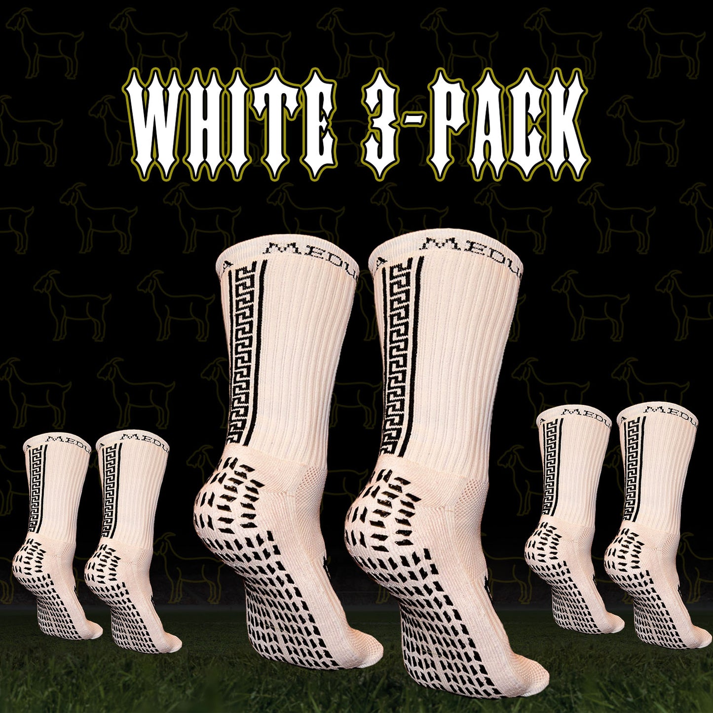 MEDUCA "GOAT" Grip Socks 3-PACK - Λευκές