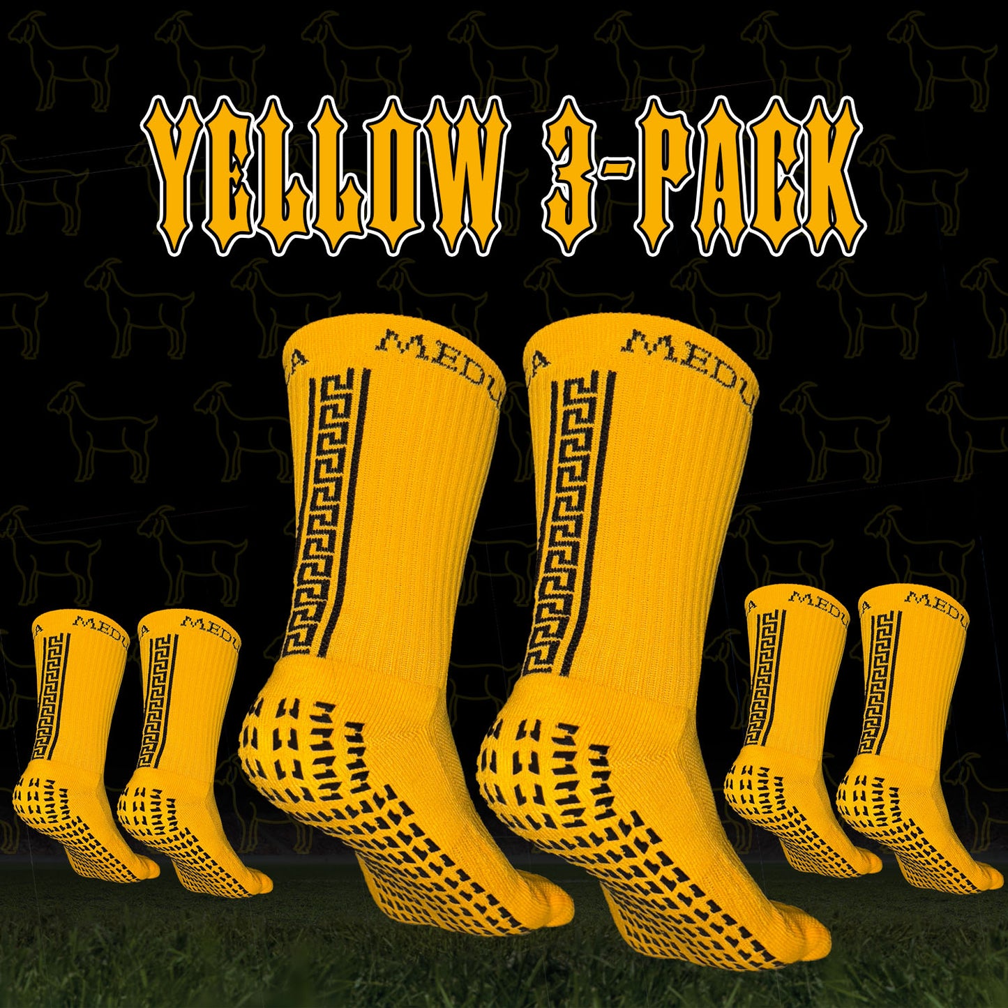 MEDUCA "GOAT" Grip Socks 3-PACK - Κίτρινες (one-size 38-46)