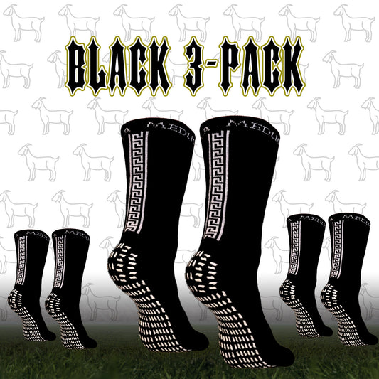 MEDUCA "GOAT" Grip Socks 3-PACK - Μαύρες