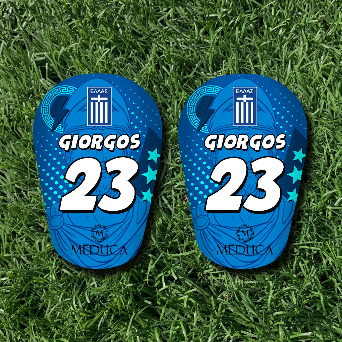 MEDUCA Mini Personalized Shin Pads - Pericles (West Attica Edition)
