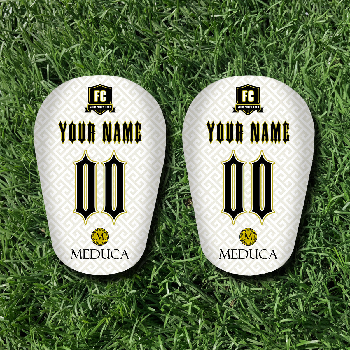 MEDUCA Mini Personalized Shin Pads - Club Logo & Name/Number